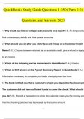 QuickBooks Study Guide Questions 1-150 (Parts 1-3) questions with correct answers