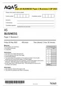 AQA AS BUSINESS Paper 2 Business 2 QP 2023
