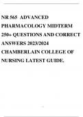 NR 565 ADVANCED PHARMACOLOGY MIDTERM 250+ QUESTIONS AND CORRECT ANSWERS 2023/2024 CHAMBERLAIN COLLEGE OF NURSING LATEST GUIDE.