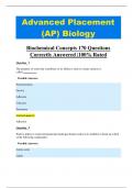 Advanced Placement (AP) Biology   |Biochemical Concepts 170 Questions Correctly Answered |100% Rated