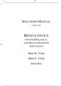 Solutions Manual For Biostatistics for the Biological and Health Sciences 3rd Edition By Marc Triola, Mario Triola, Jason Roy (All Chapters, 100% original verified, A+ Grade)