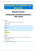 ADVANCED PLACEMENT (AP) BIOLOGY:   Digestive System  60 Questions Correctly Answered |   100% Rated