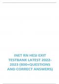 (800+ QUESTIONS AND ANSWERS) INET RN HESI EXIT TEST BANK UPDATED (2023-2024) STUDYPACK