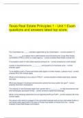  Texas Real Estate Principles 1 - Unit 1 Exam questions and answers latest top score.