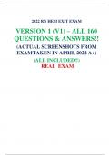 2022 RN HESI EXIT EXAM VERSION 1 (V1) – ALL 160 QUESTIONS & ANSWERS!! (ACTUAL SCREENSHOTS FROM EXAMTAKEN IN APRIL 2022 A+) (ALL INCLUDED!!) REAL EXAM