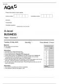 AQA A Level BUSINESS Paper 1(7132/1)Business 1 QUESTION PAPER June 2023
