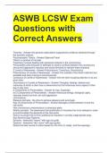 ASWB LCSW Exam Questions with Correct Answers 