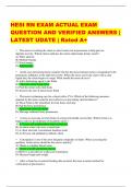 HESI RN EXAM ACTUAL EXAM  QUESTION AND VERIFIED ANSWERS |  LATEST UDATE | Rated A+