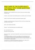 WGU CARE OF THE OLDER ADULT - C475 ADULT DPV1 EXAM QUESTIONS AND ANSWERS
