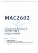 MAC2602 Assignment 2 Semester 2 2023 LATEST 2023 (Graded A+)