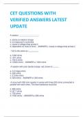 CET QUESTIONS WITH  VERIFIED ANSWERS LATEST  UPDATE