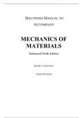 Solutions Manual for Mechanics of Materials (Enhanced Edition) 9th Edition By  Barry Goodno, James Gere (All Chapters, 100% original verified, A+ Grade)