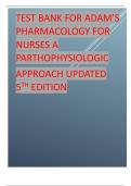 TEST BANK FOR ADAM’S PHARMACOLOGY FOR NURSES A PARTHOPHYSIOLOGIC APPROACH,UPDATED 5TH EDITION.