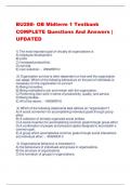 BU288- OB Midterm 1 Testbank COMPLETE Questions And Answers |  UPDATED