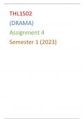Thl1502 assignment 4  semester 1 2023 Q&A(drama)