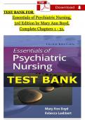 Test Bank for Essentials of Psychiatric Nursing, 3rd Edition by Mary Ann Boyd, Complete Chapters 1 - 31, Updated Newest Version