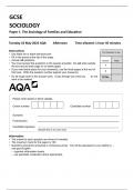 AQA GCSE SOCIOLOGY Paper 1 The Sociology of Families and Education 8192-1-QP-Sociology-G-16May23