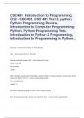 CSC401 - Introduction to Programming, Ch2 - CSC401, CSC 401 Test 2, python, Python Programming Review, Introduction to Computer Programming: Python, Python Programming Test, Introduction to Python 3 Programming, Introduction to Programming in Python exam 