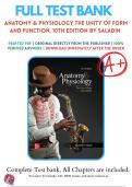 Test Bank for Anatomy and Physiology The Unity of Form and Function 10th Edition by Saladin 9781265328627 All Chapters with Answers and Rationals 