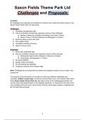 Challenges and Proposals for Saxon Fields Theme Park Ltd Case Study 2024 Unit 6 Principles of Management Exam