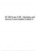 NU 402 Exam 2 OB Questions and Answers Latest Update 2024 Graded A+
