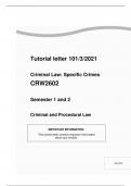 Tutorial letter 101/3/2021 Criminal Law: Specific Crimes CRW2602 Semester 1 and 2 Criminal and Procedural Law