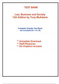 Test Bank for Law, Business and Society, 13th Edition McAdams (All Chapters included)