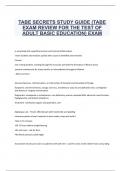TABE SECRETS STUDY GUIDE (TABE  EXAM REVIEW FOR THE TEST OF  ADULT BASIC EDUCATION) EXAM