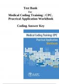 Test Bank For Medical Coding Training  CPC. Pracrical Application WorkBook-Coding Answer Key |2024|