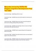 Maryville University NURS 663  Piaget's Cognitive Development Prep  Test Q&A