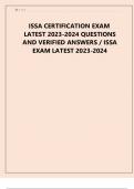 ISSA CERTIFICATION EXAM LATEST 2023-2024 QUESTIONS AND VERIFIED ANSWERS ISSA EXAM LATEST 2023-2024.