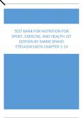 Test Bank For Nutrition for Sport, Exercise, and Health 1st Edition by Marie Spano 9781450414876 Chapter 1-14