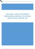 Test Bank - Leddy and Pepper's Professional Nursing, 9th Edition (Hood, 2018), Chapter 1-22