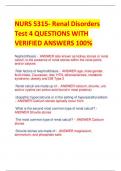 NURS 5315- Renal Disorders Test 4 QUESTIONS WITH  VERIFIED ANSWERS 100%