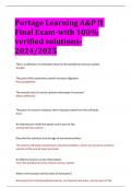 BEST ANSWERS Portage Learning A&P II Final Exam-with 100% verified solutions2024/2025