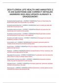 2024 FLORIDA LIFE HEALTH AND ANNUITIES 2- 15 450 QUESTIONS AND CORRECT DETAILED  ANSWERS 2023-2024 UPDATE ALREADY A  GRADED|NEW!!