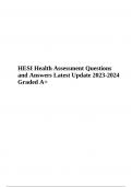 HESI Health Assessment Questions and Answers Latest Update 2024 (Graded A+)