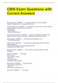 CBIS Exam Questions with Correct Answers