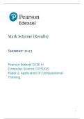 GCSE EDEXCEL May 2023 Computer Science Paper 2 Mark Scheme