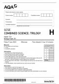 GCSE AQA June 2023 Higher Combined Science: Trilogy Biology Paper 2H