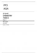 AQA A LEVEL CHEMISTRY PAPER 3 JUNE 2023 FINAL QUESTIONS PAPER AND MARK SCHEMES 