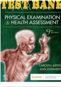 TEST BANK for Physical Examination and Health Assessment 9th Edition by Jarvis Carolyn & Eckhardt Ann.    ..........@Recommended                        