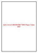 AQA A-level CHEMISTRY 7405/1/2/3 Paper 1,2 & 3  June 2023 together with Mark Schemes