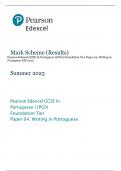Pearson Edexcel GCSE In Portuguese (1PG0) Foundation Tier Paper 04: Writing in  Portuguese MS 2023