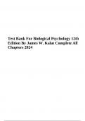 Test Bank For Biological Psychology 12th Edition By James W. Kalat Complete All Chapters 2024