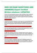 HESI OB EXAM QUESTIONS AND  ANSWERS| Expert Verified  Written solutions | UPDATED