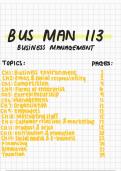 Business Management 113 - lecture notes