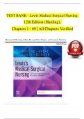 TEST BANK For Lewis's Medical Surgical Nursing, 12th Edition by Mariann M. Harding , Verified Chapters 1 - 69, Complete Newest Version