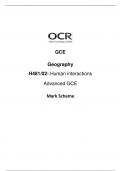 GCE  Geography H481/02: Human interactions Advanced GCE Mark Scheme 