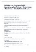WGU Intro to Chemistry D425 (Memorizing key factors: - Conversions - Equations – Metals) Quizzes & Ans..